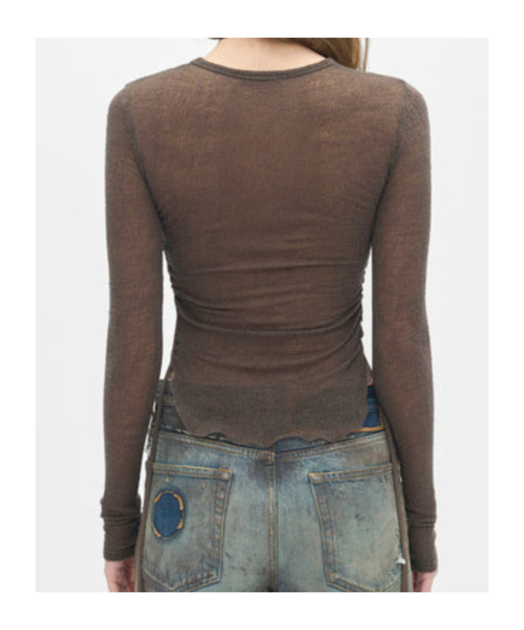 Ann Demeulemeester Oke Long Sleeve Crop Top In Green