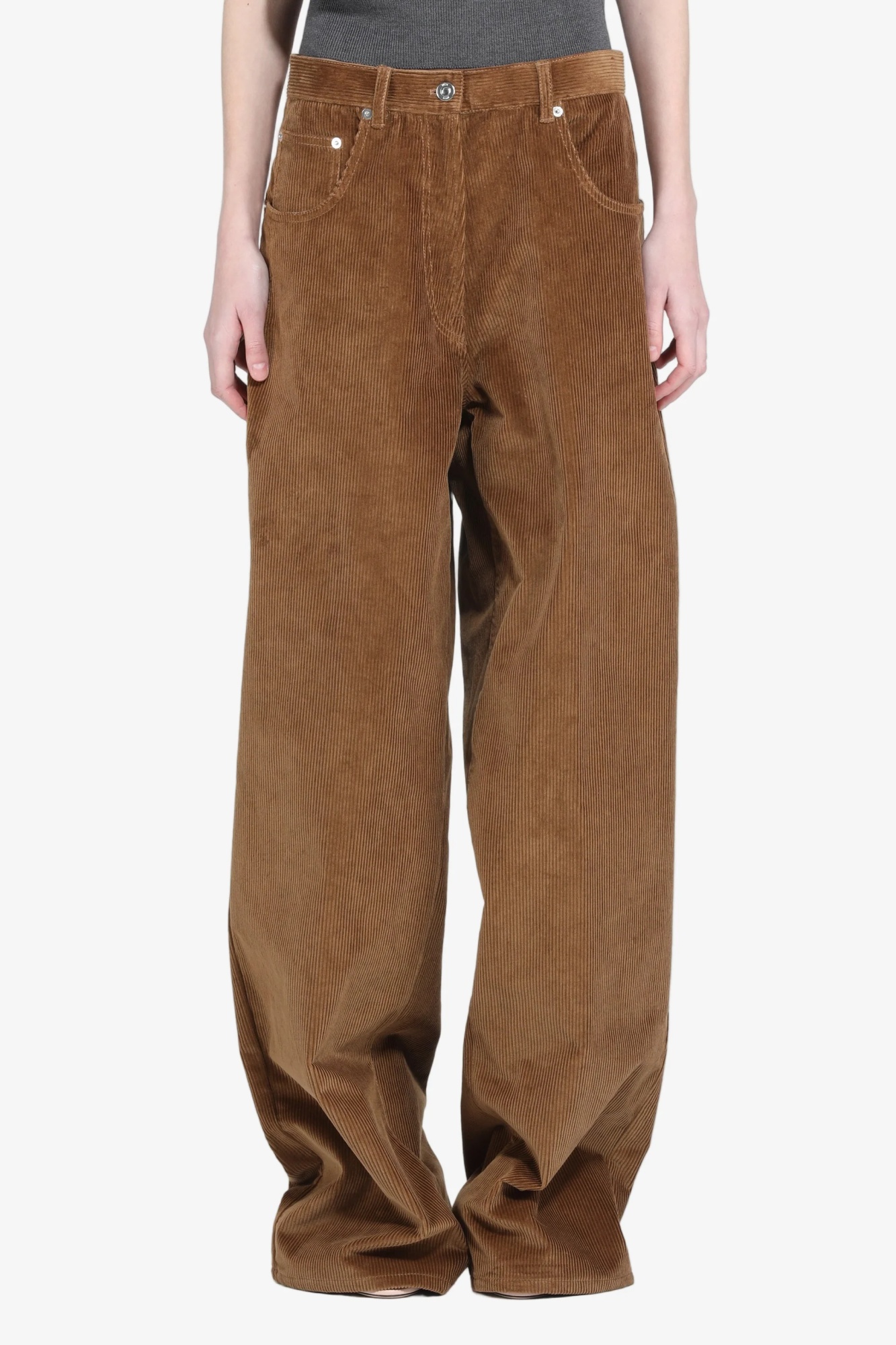 N°21 N21 Wide-leg Velvet Trousers In Brown
