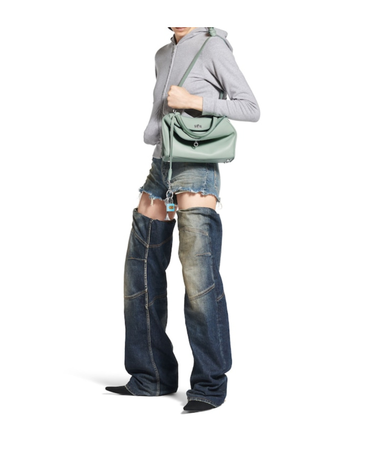 Balenciaga Rodeo Small Calfskin Top-handle Bag In Mineral Green