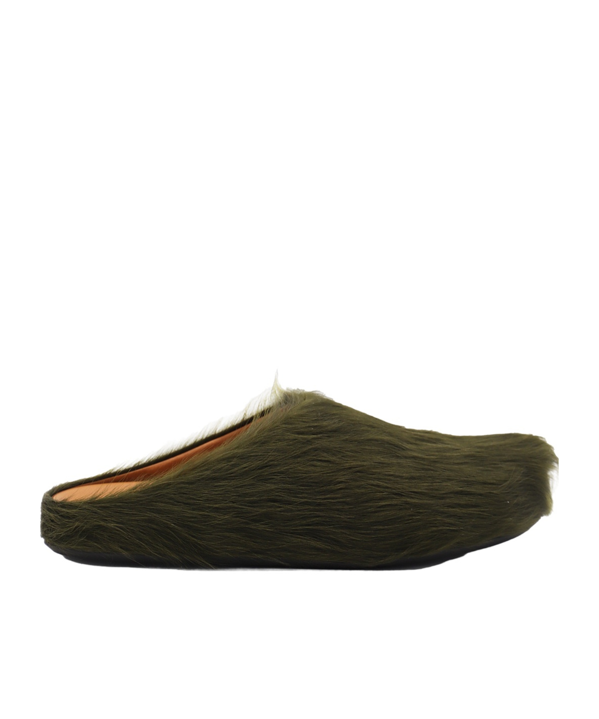 Shop Marni Deep Green Long Hair Calfskin Fussbett Sabot