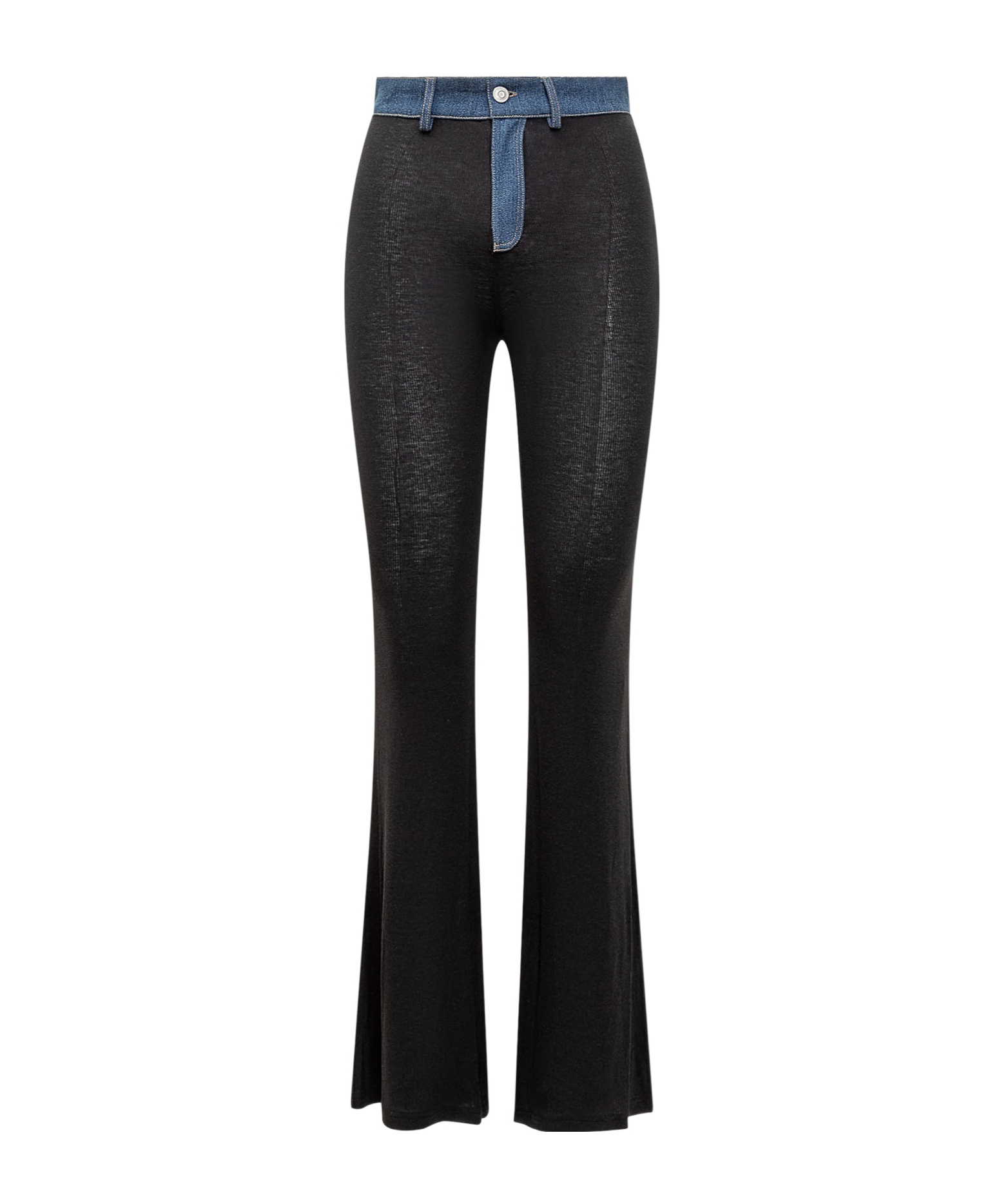 Coperni Denim-detailed Jersey Flared Pants In Black