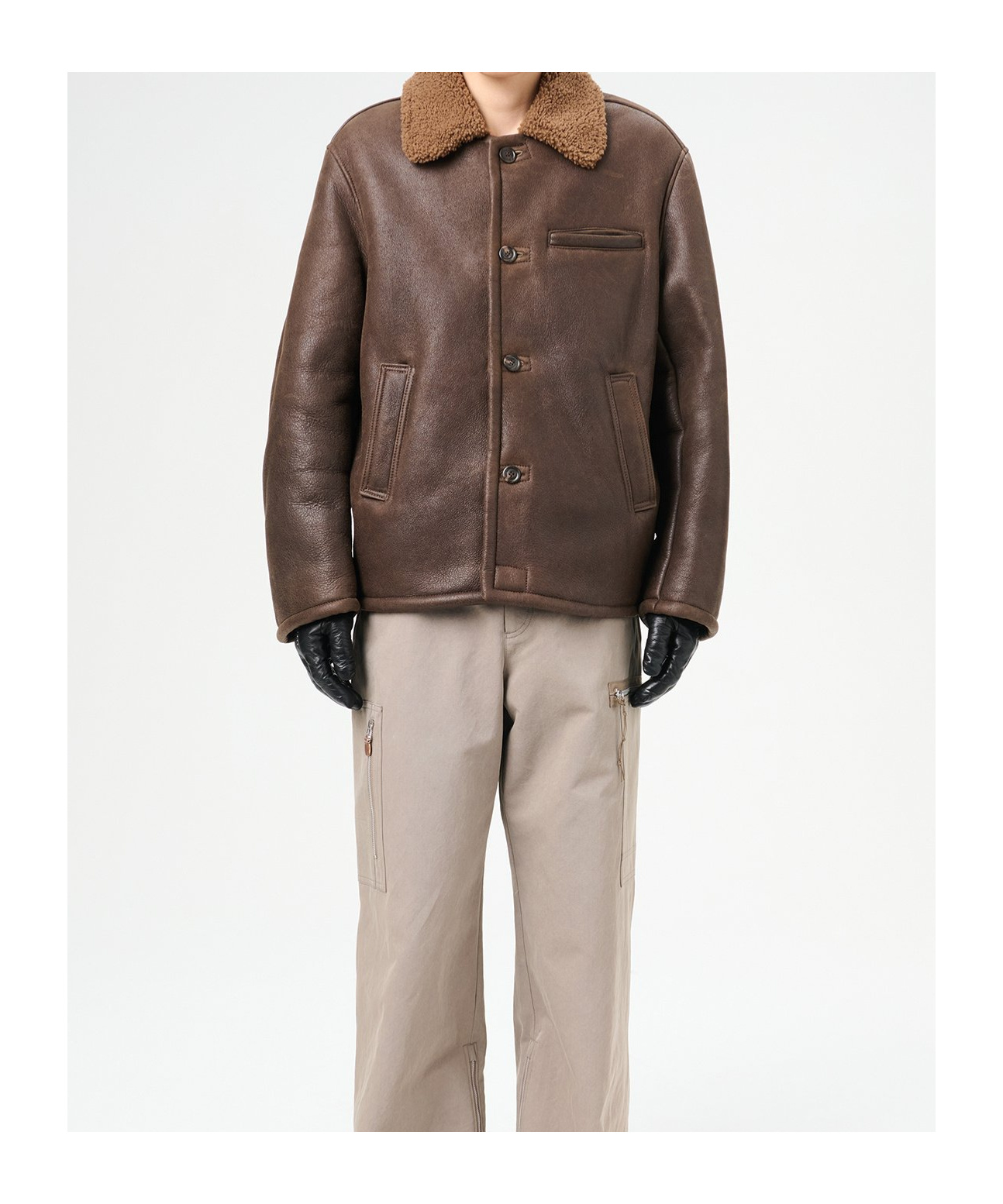 Our Legacy Brown Alaska Shearling Jacket In Black