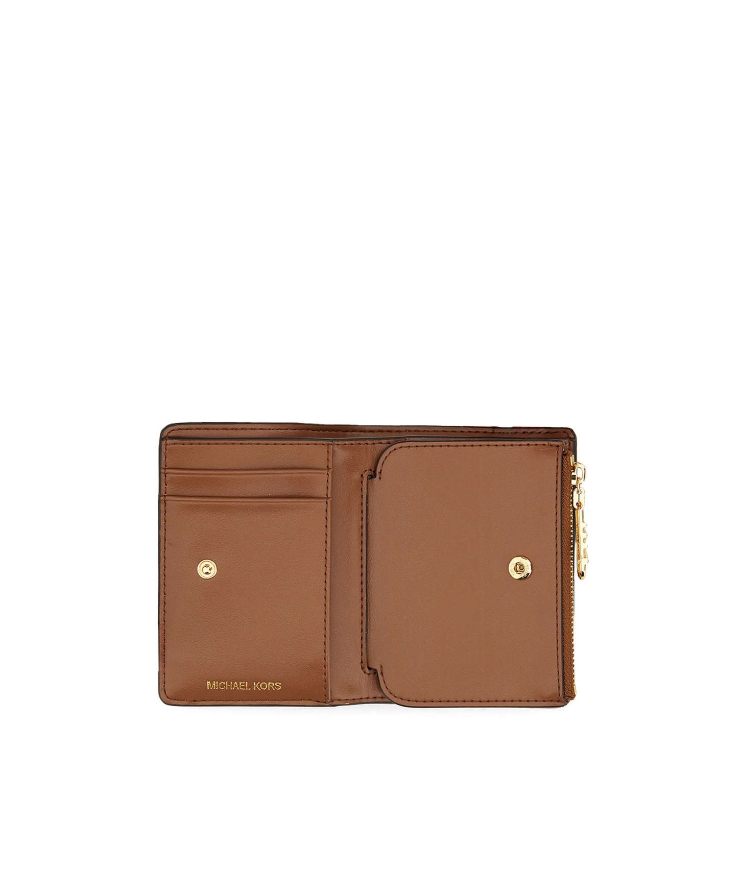 Shop Michael Michael Kors Logo Print Wallet In Brown