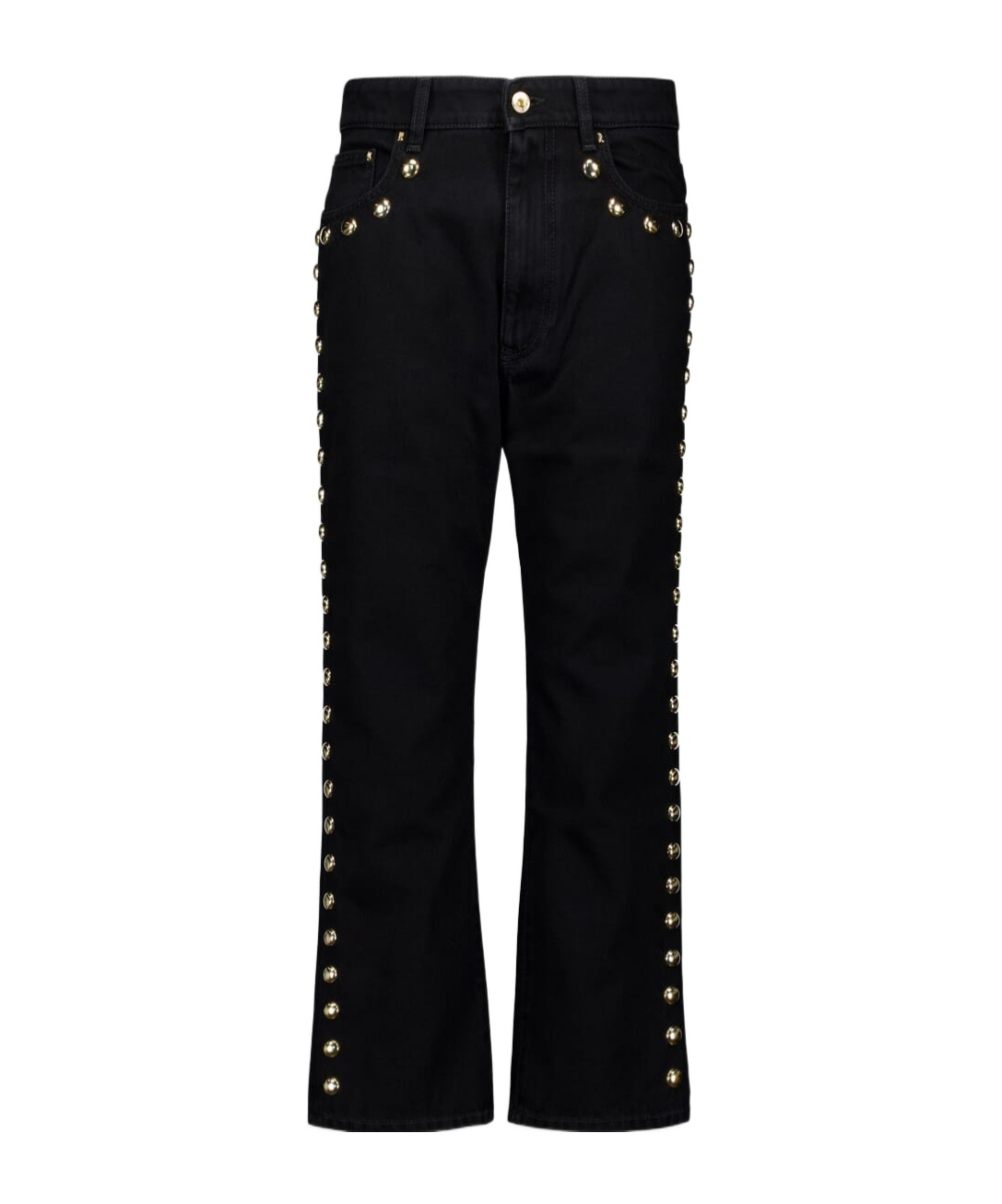 Shop Rabanne Wide-leg Jeans With Stud Embelishment In Black
