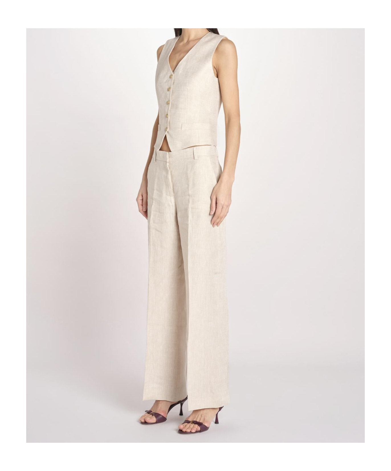 Weekend Max Mara Button Vest In Neutral