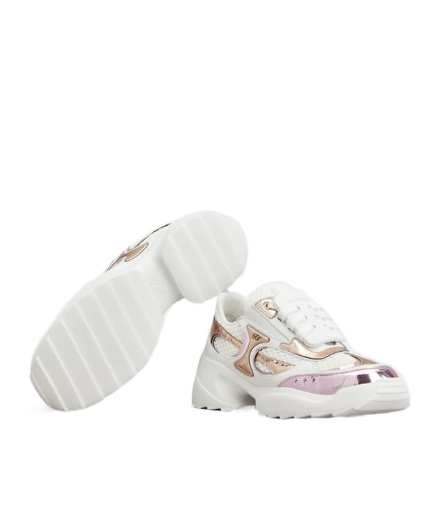 Roger Vivier Viv' On The Run Sneakers In Leather And Fabric In White