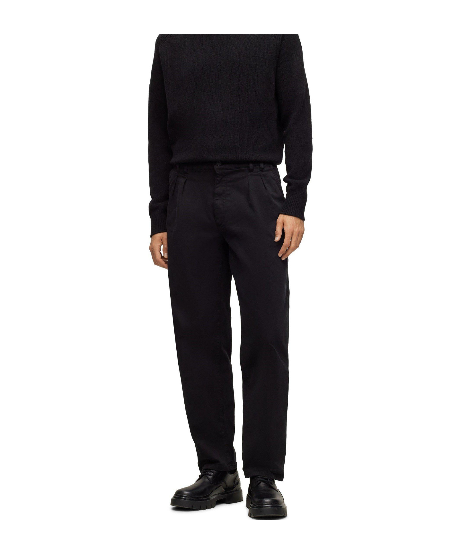 Hugo Boss Solidblack Straightleg Trousers In Black