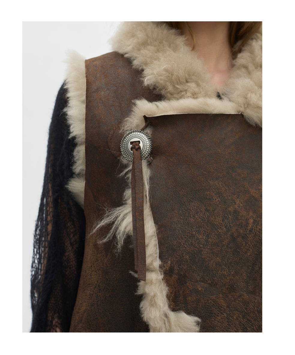 Ann Demeulemeester Aleid Asymmetric Fur Waistcoat In Brown