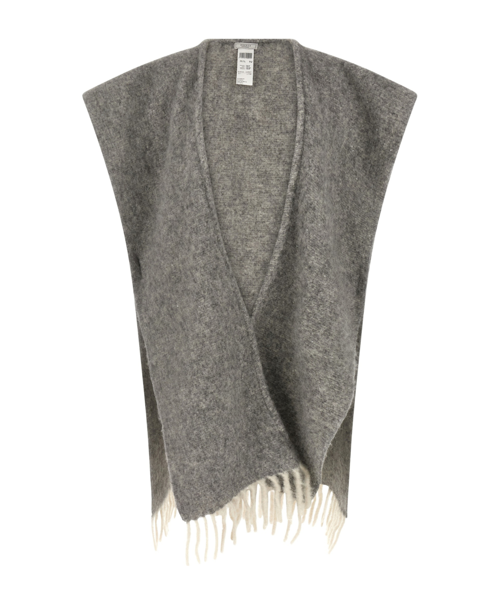 Peserico Grey Boucle Yarn Cape In Gray