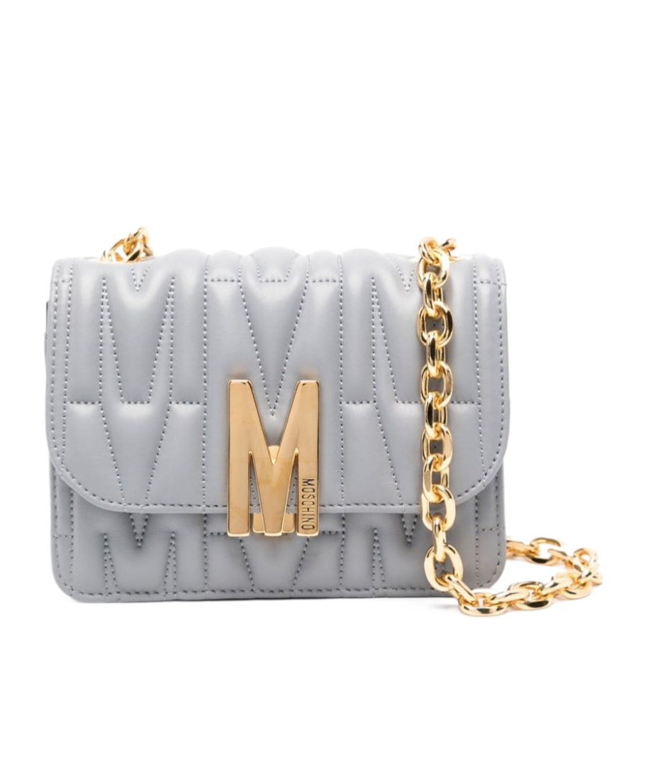 Moschino Flip Shoulder Bag In Gray