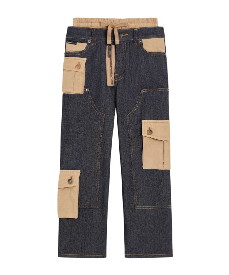 Dolce & Gabbana Double-waist Cargo-pocket Jeans In Black