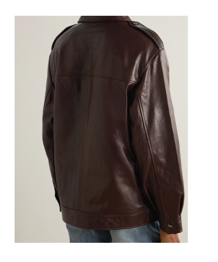 Nour Hammour Long-sleeved Leather Jacket In Black