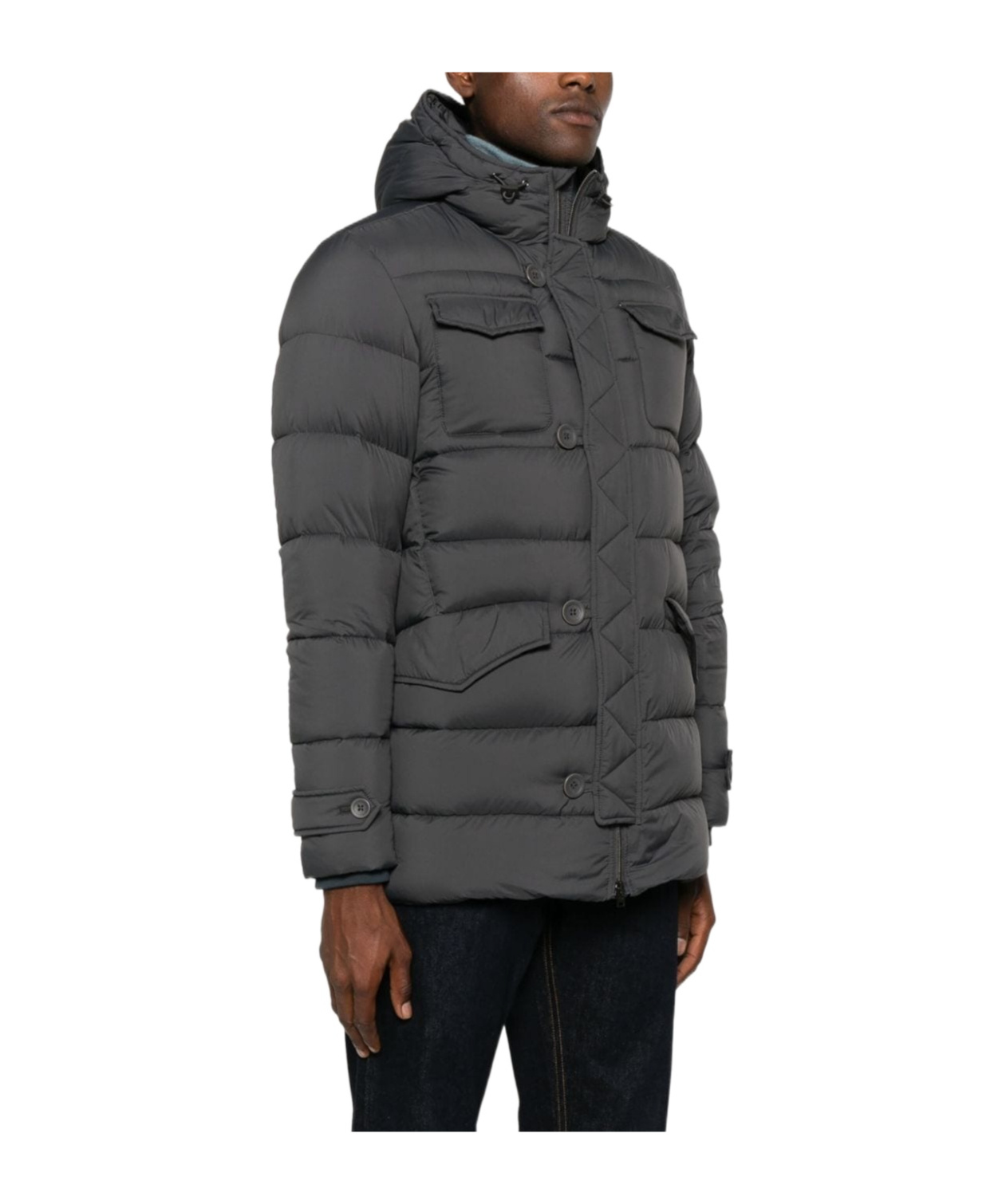 Herno Hooded Puffer Coat In Black