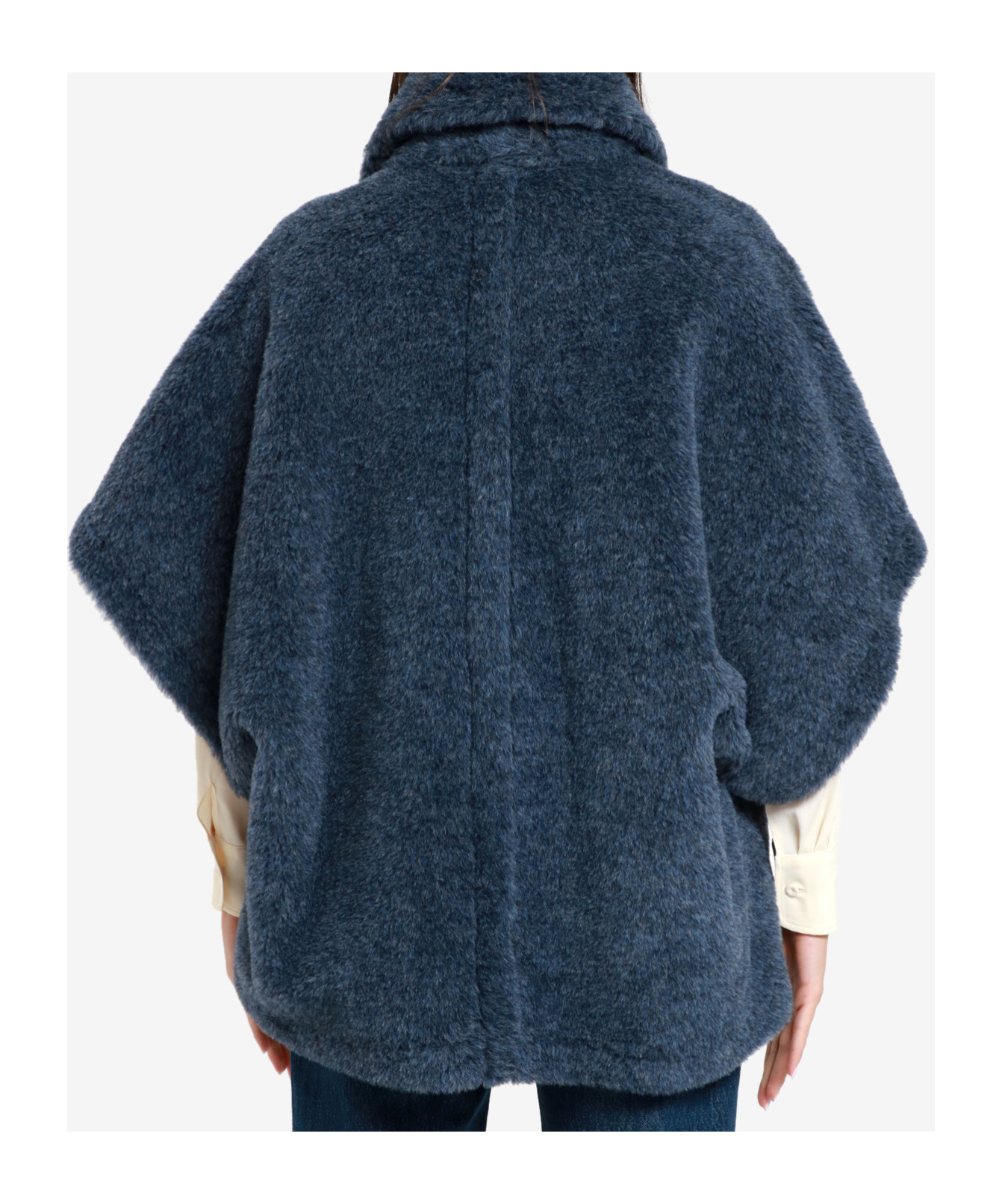 Max Mara Lapel Cape In Blue