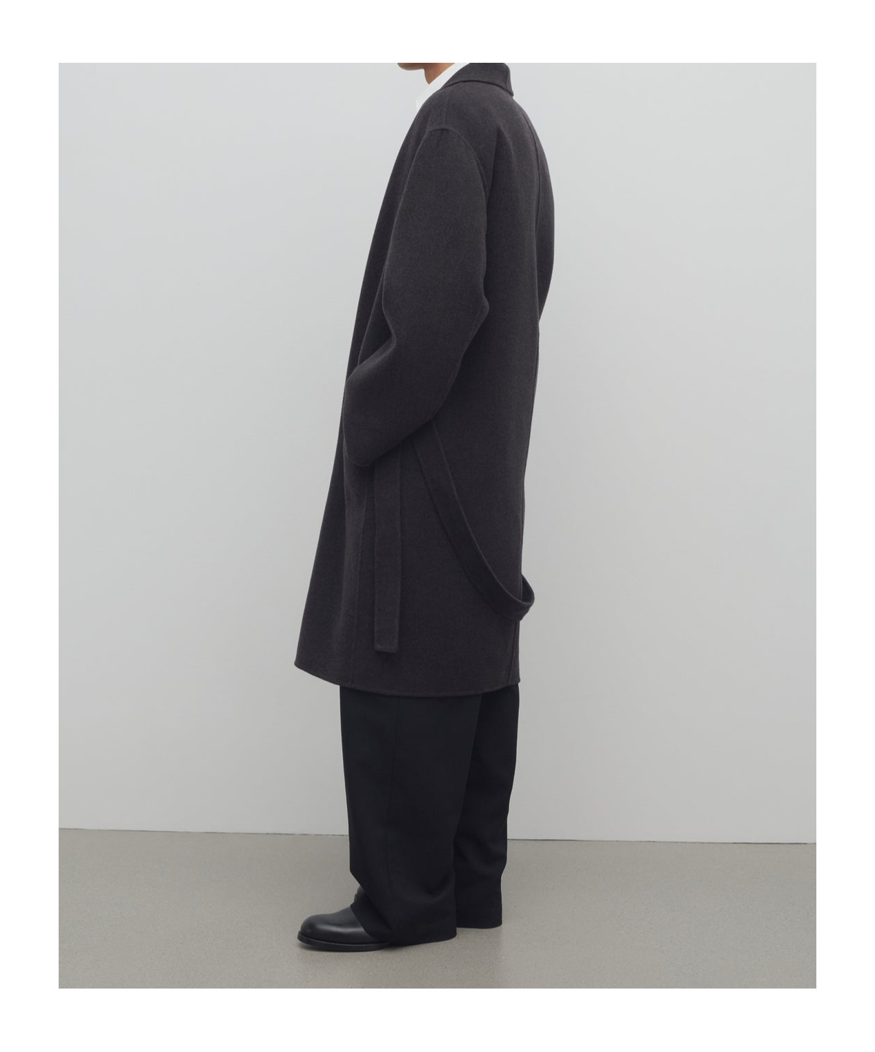 The Row Hugh Cashmere Coat In Charcoal Gray Mixed Color