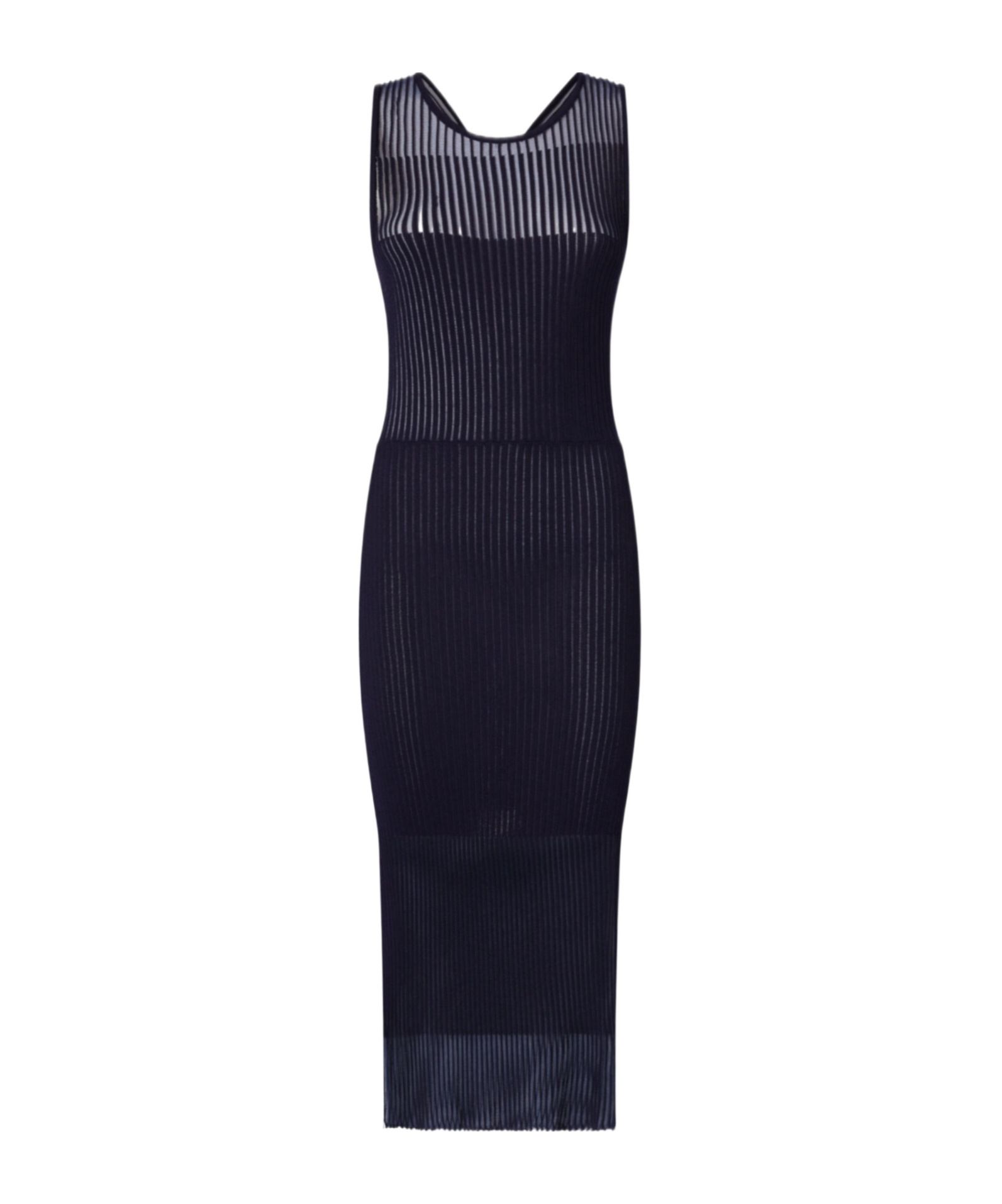 Pinko Fitted Midi Dress With Transparent Ribs In Black