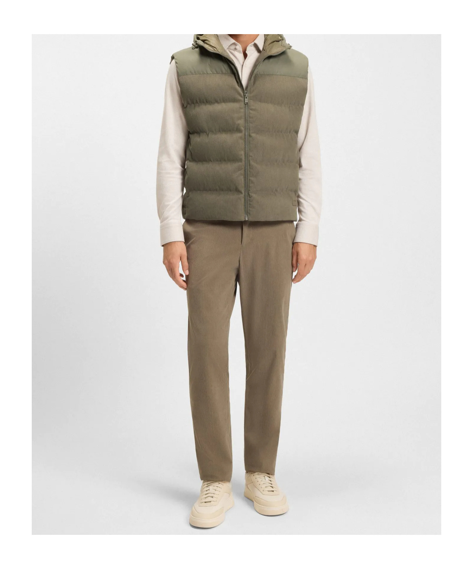 Hugo Boss Hooded Panelled Gilet In Green