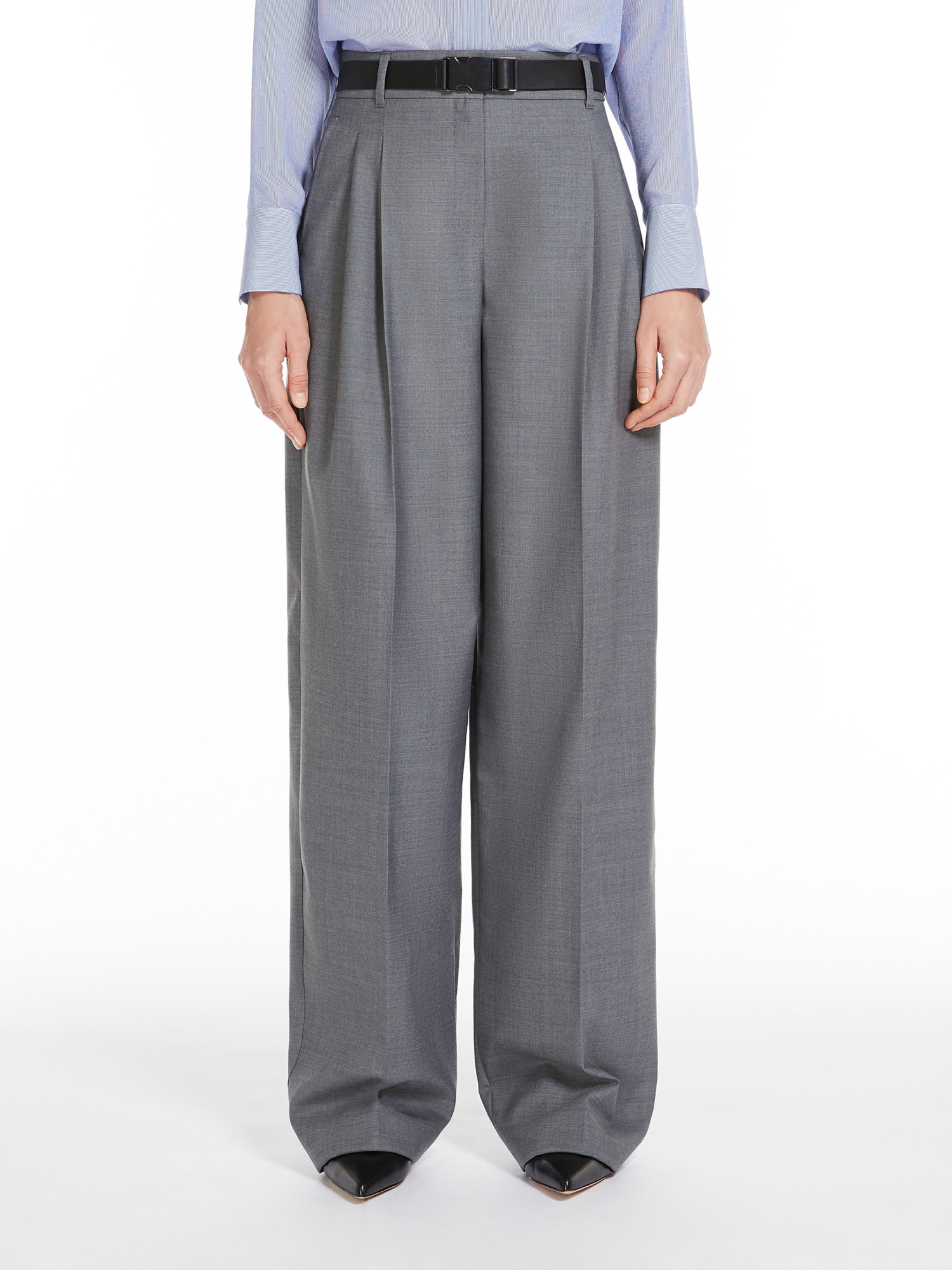 Max Mara Wool Casual Pants In Gray
