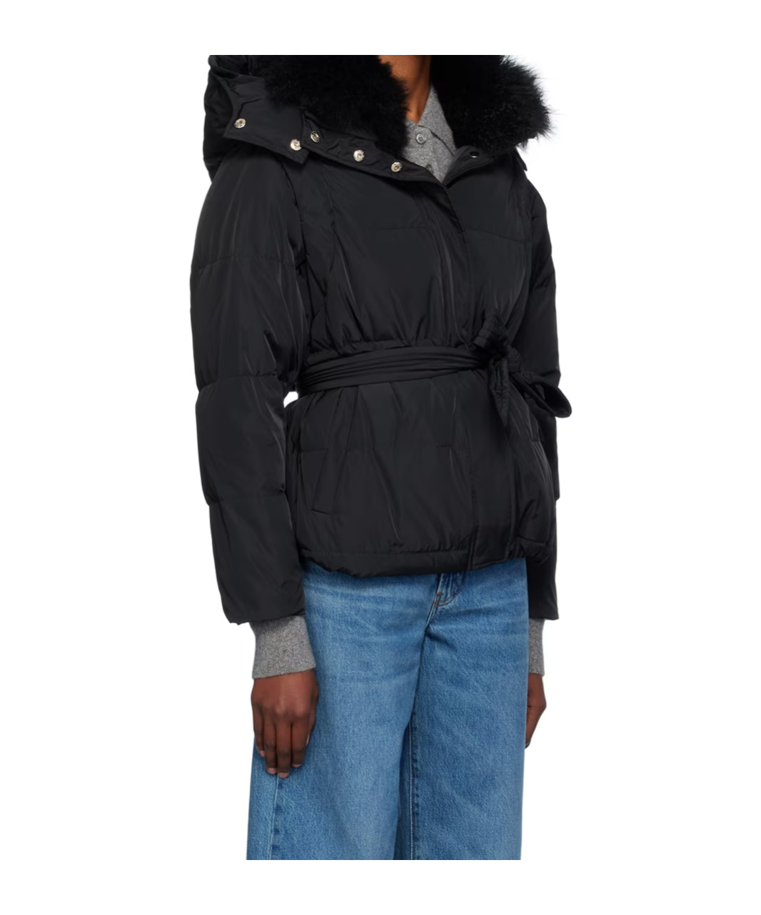 Shop Yves Salomon Quilted Zipper Down Jacket In Black