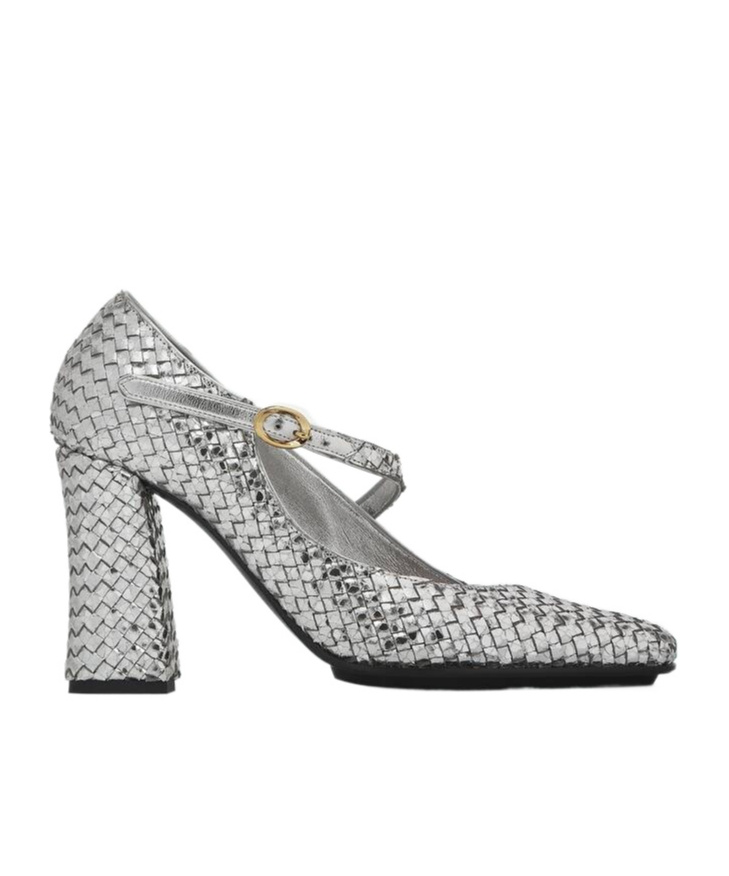 Bottega Veneta Logo High Heels In Gray