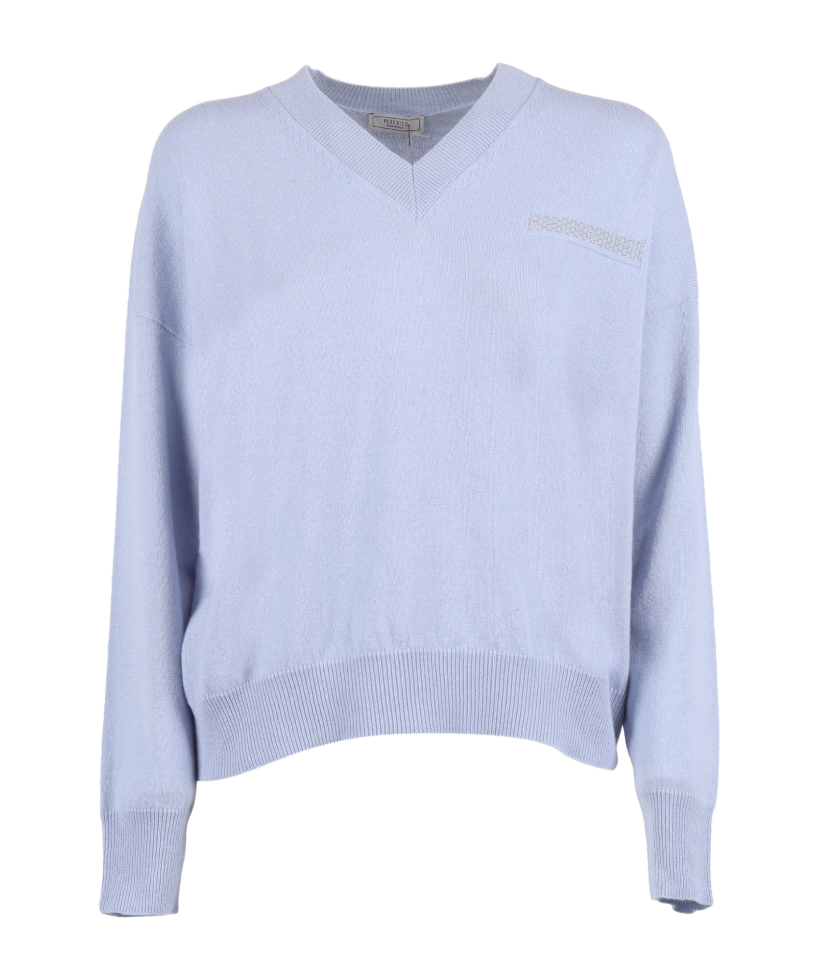 Peserico Relaxed Fit V-neck Knitted Sweater In Blue