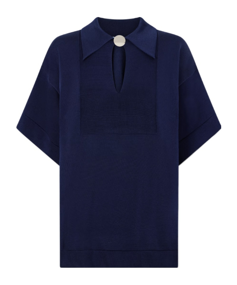 Jil Sander Knitted Polo Shirt In Blue