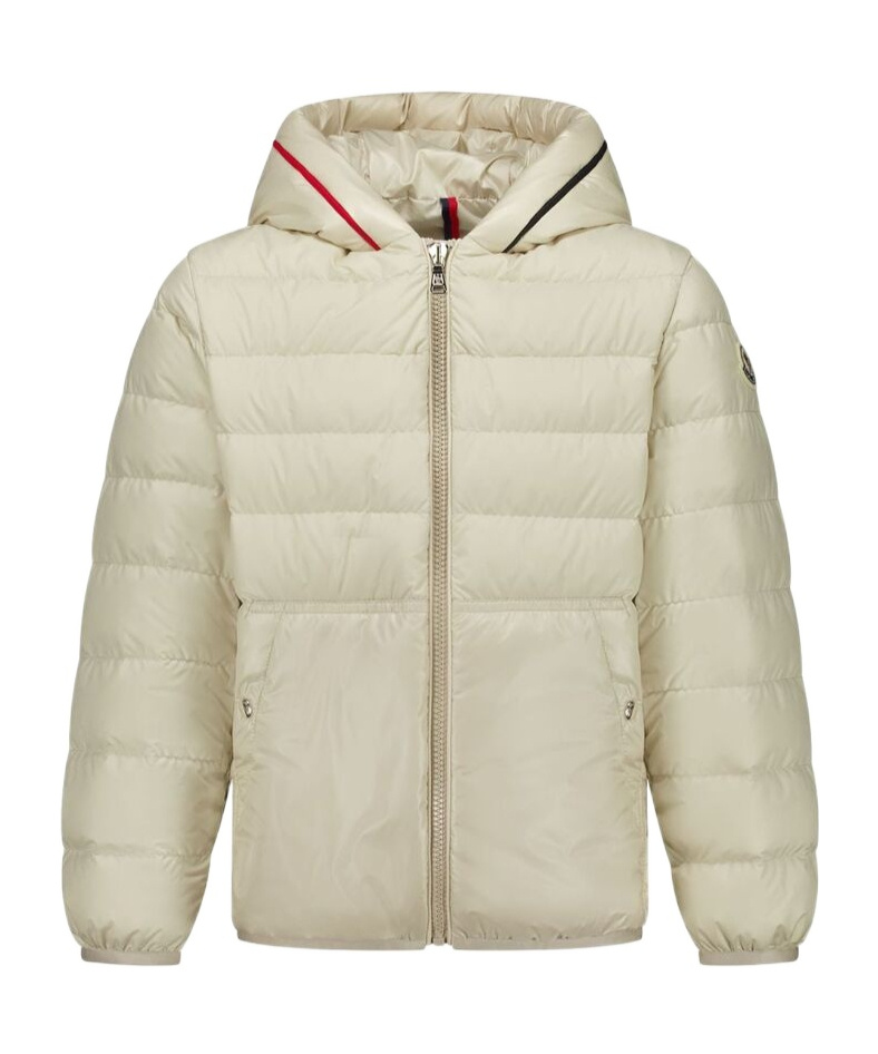 Moncler Enfant Arnaldo Logo Patch Down Jacket In Nude