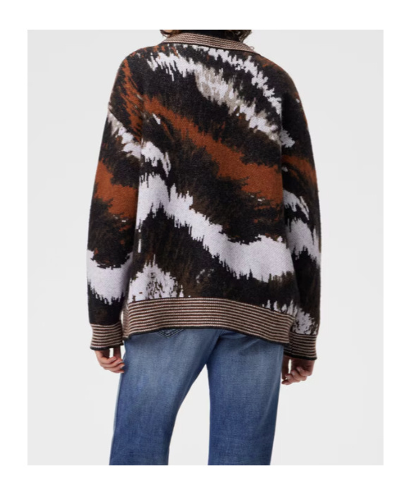 Missoni Long Sleeve Patterned Knit Cardigan V Neck In Multi