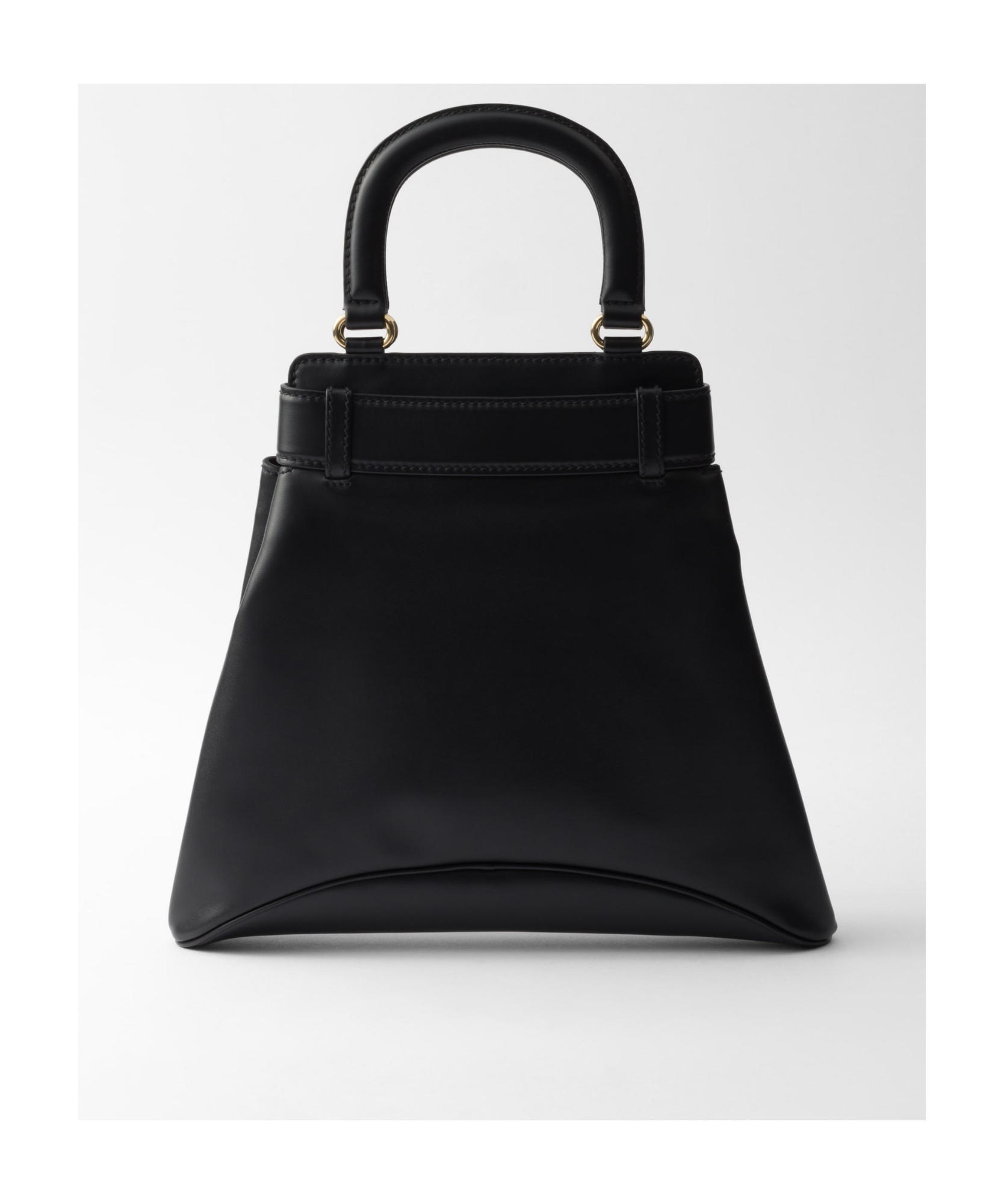 Prada Re-nylon And Leather Medium Top-handle Bag With Padlock In Black