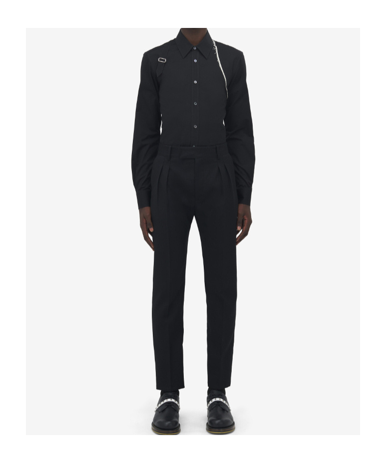 Alexander Mcqueen Men's Wool Mohair Tailored Trousers In Black In Black