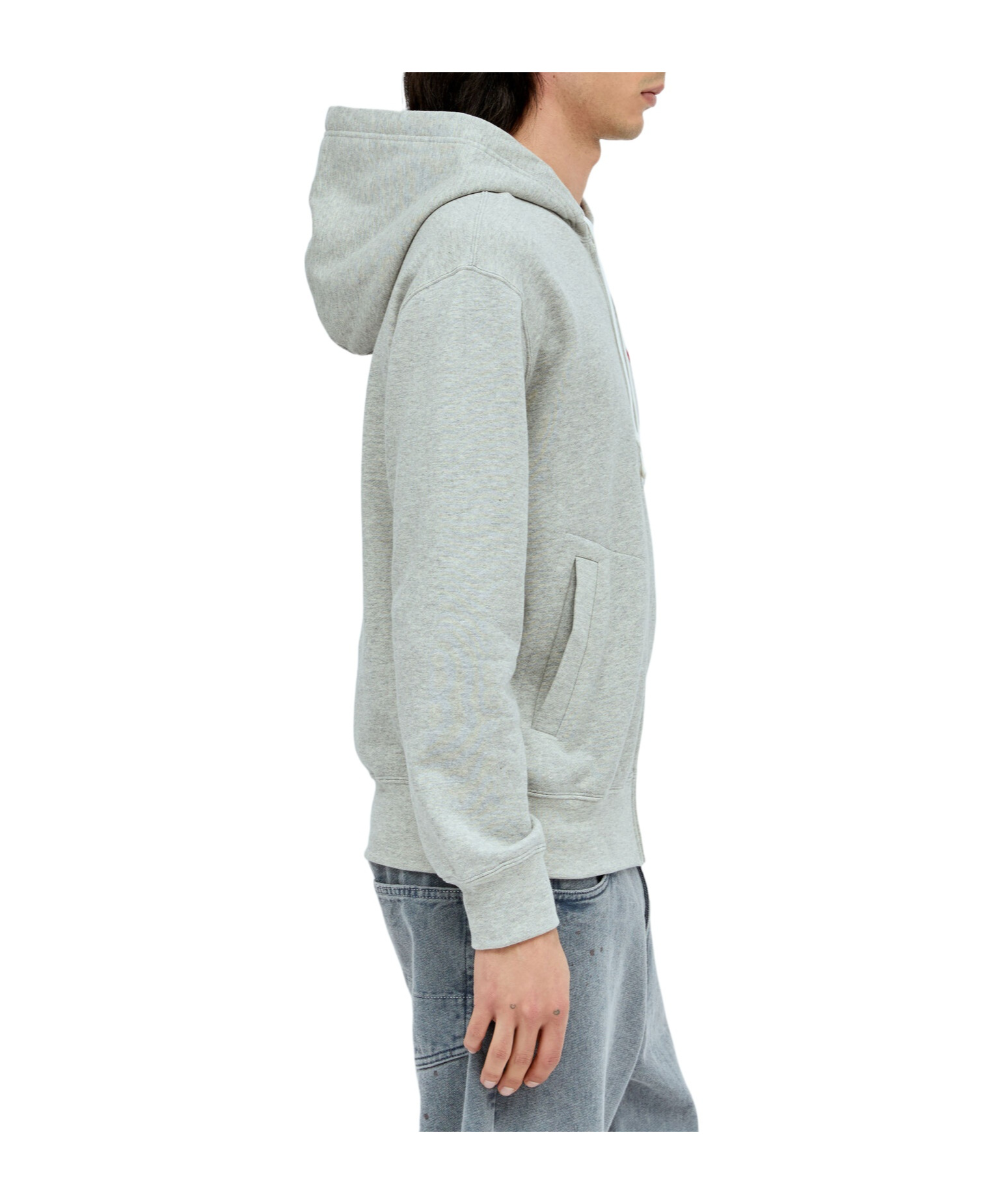 Comme Des Garçons Play Mélange-effect Cotton Hoodie In Gray