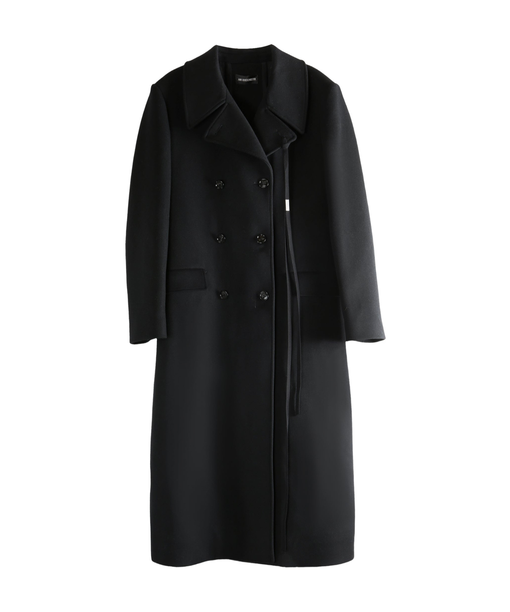 Ann Demeulemeester Miles Long Fitted Double Breasted Coat In Black