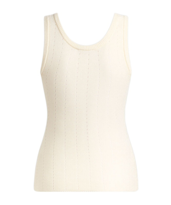 Shop Etro Knit Vest Top With Hood And Punched Detail In White
