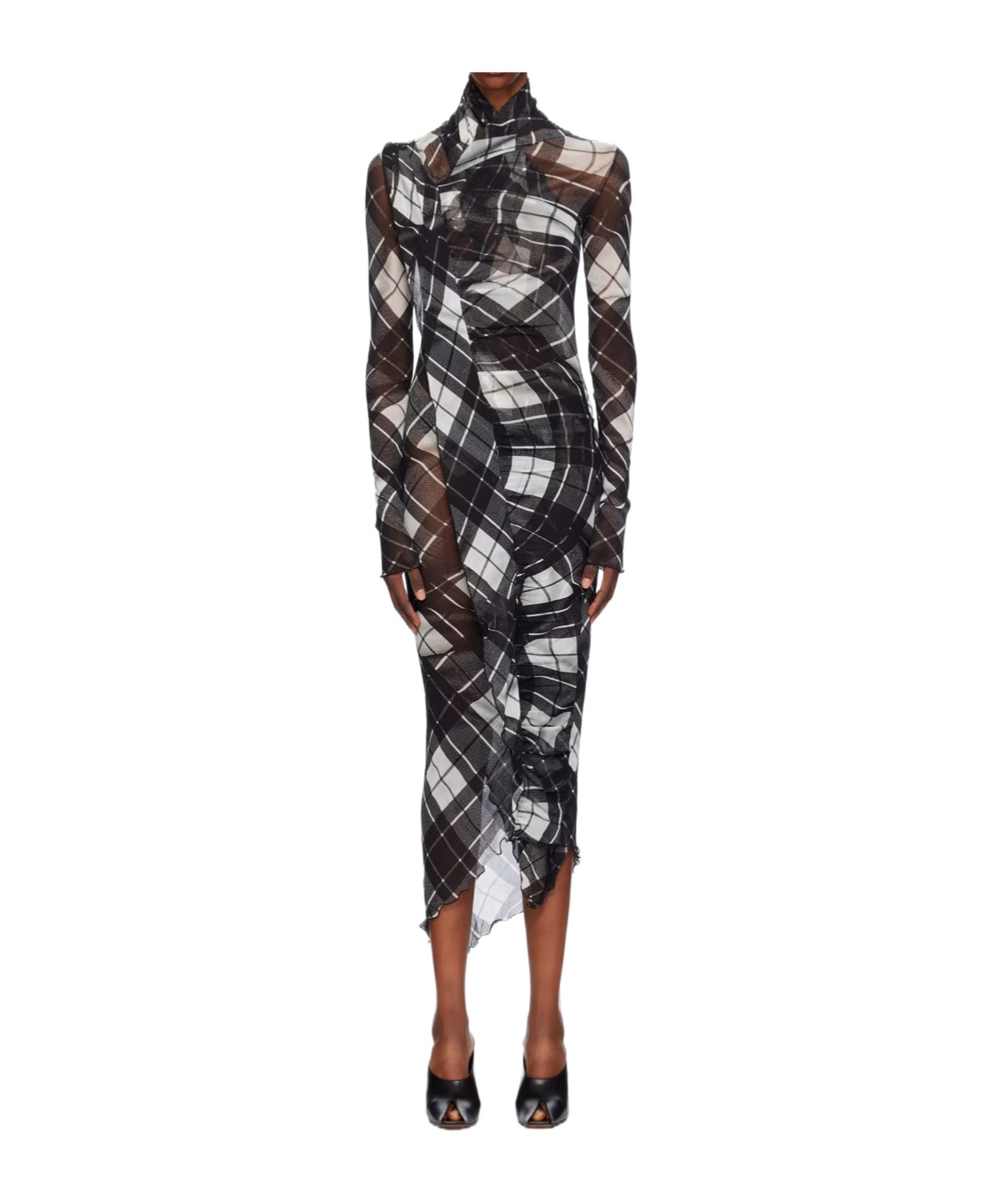 Jean Paul Gaultier Check Pattern Dress In Black