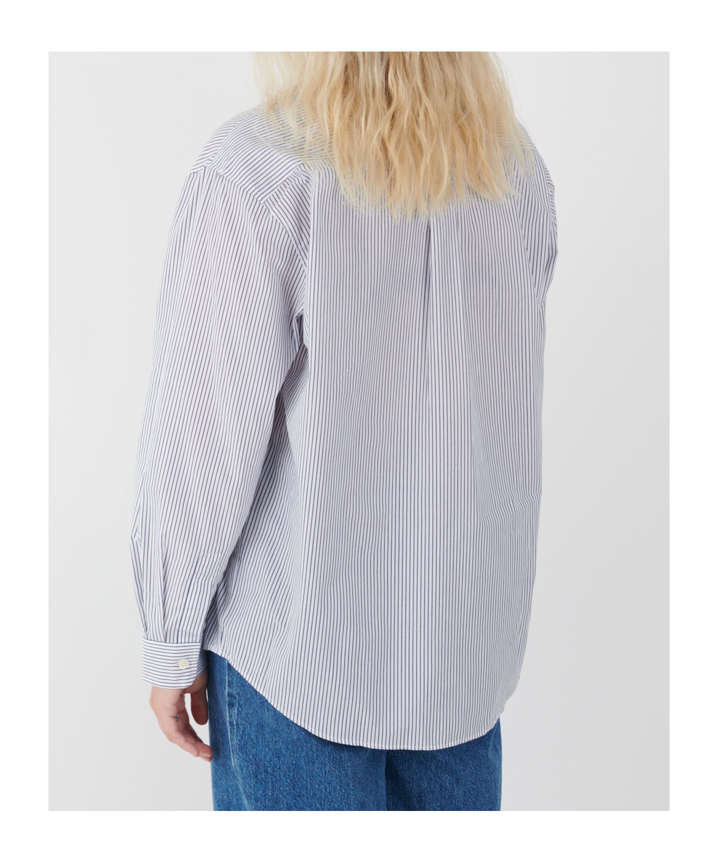 Sporty And Rich Yankees Serif Oversized Shirt Navy Striped In Gray