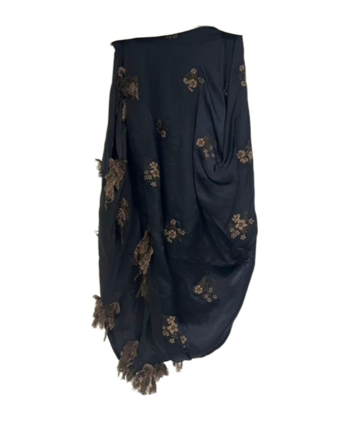 Uma Wang Floral Pattern Skirt In Black