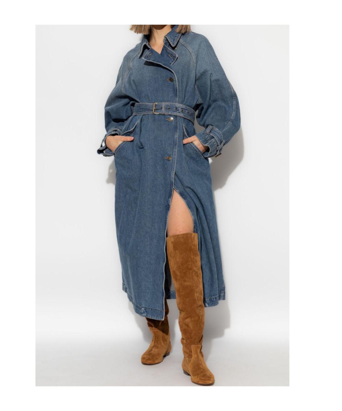 Isabel Marant Brekka Cotton Denim Trench Coat In Blue