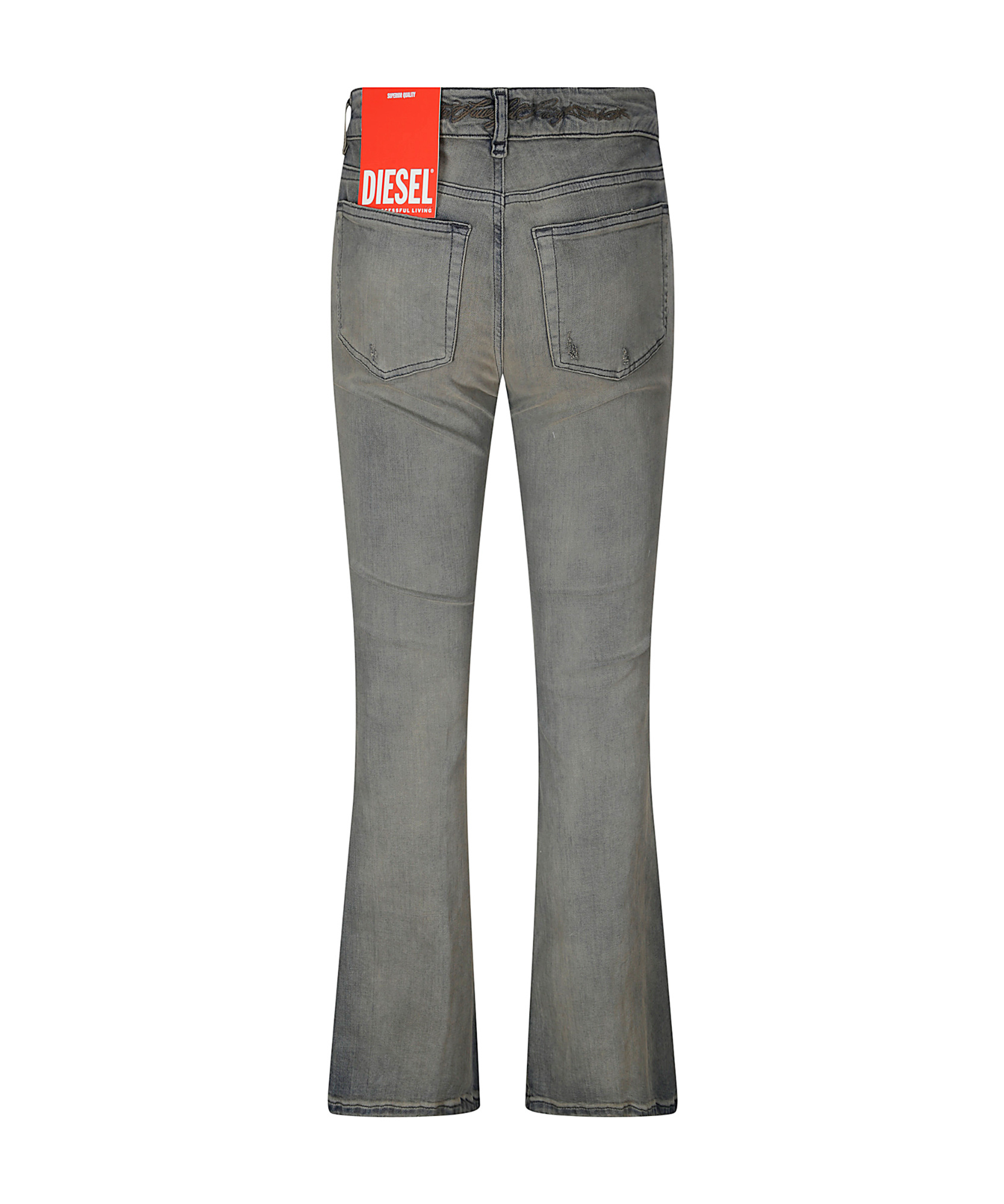 Shop Diesel Embroidered Detailing Bootcut Jeans In Gray