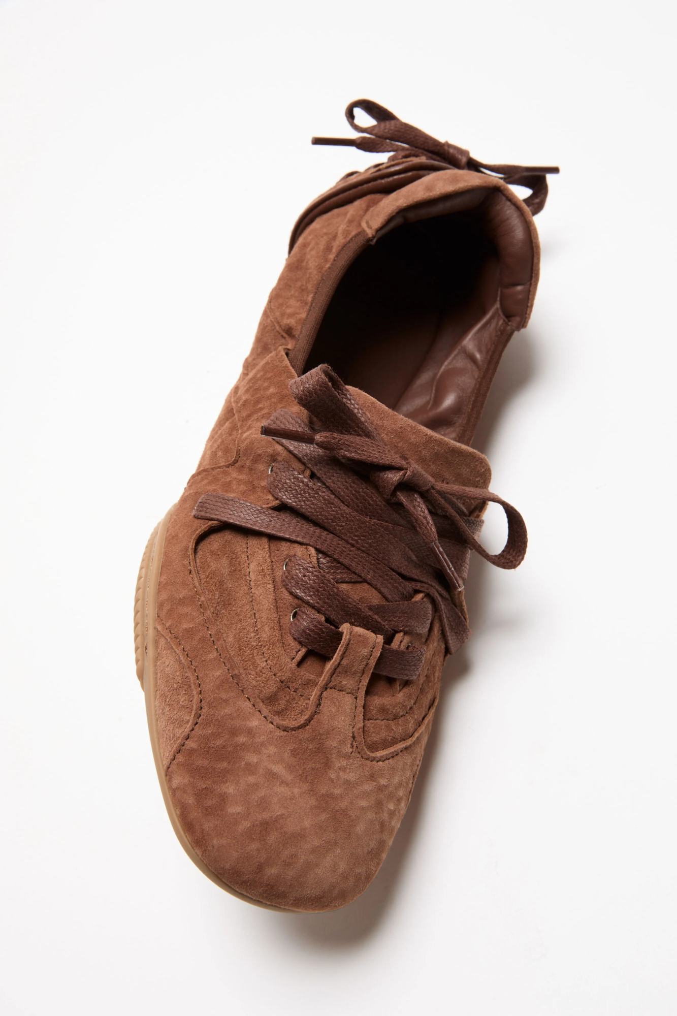 Acne Studios Leather Trimmed Paneled Suede Flats Brown In Brown