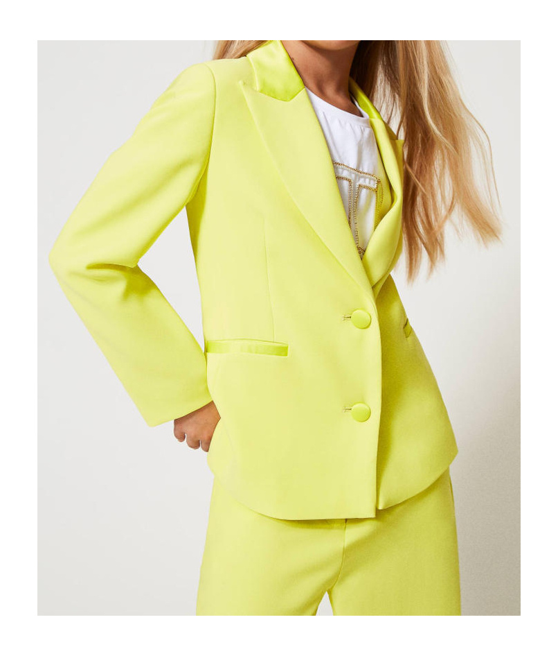 Twinset Crepe And Satin Blazer In Yellow