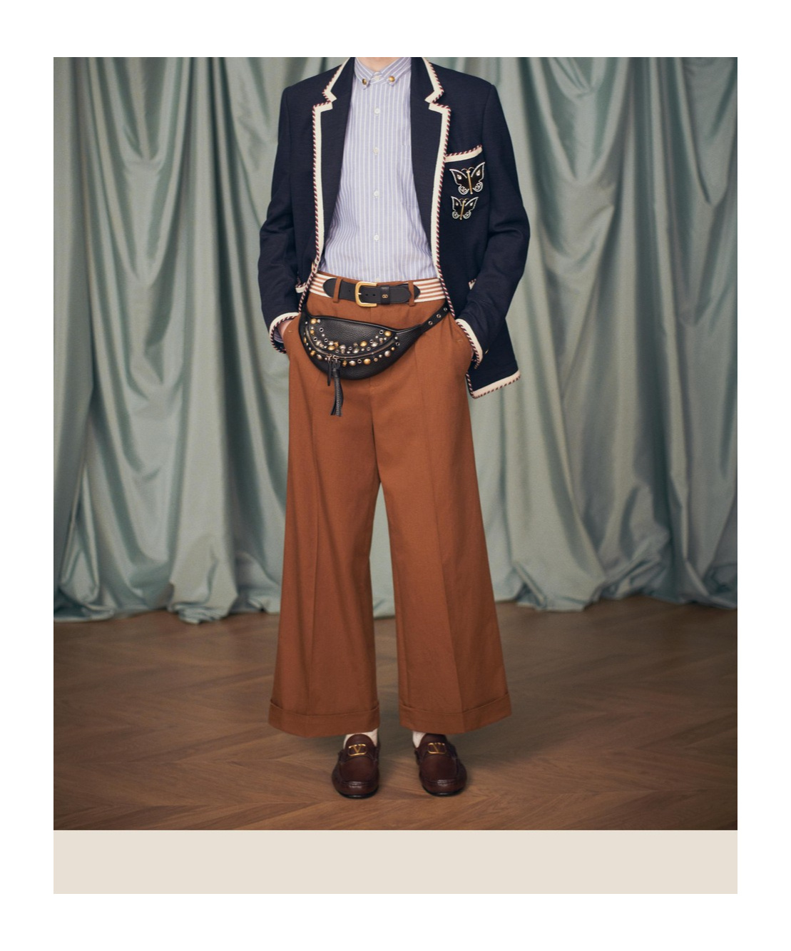 Valentino Loafers Leather Gold-tone Hardware In Brown