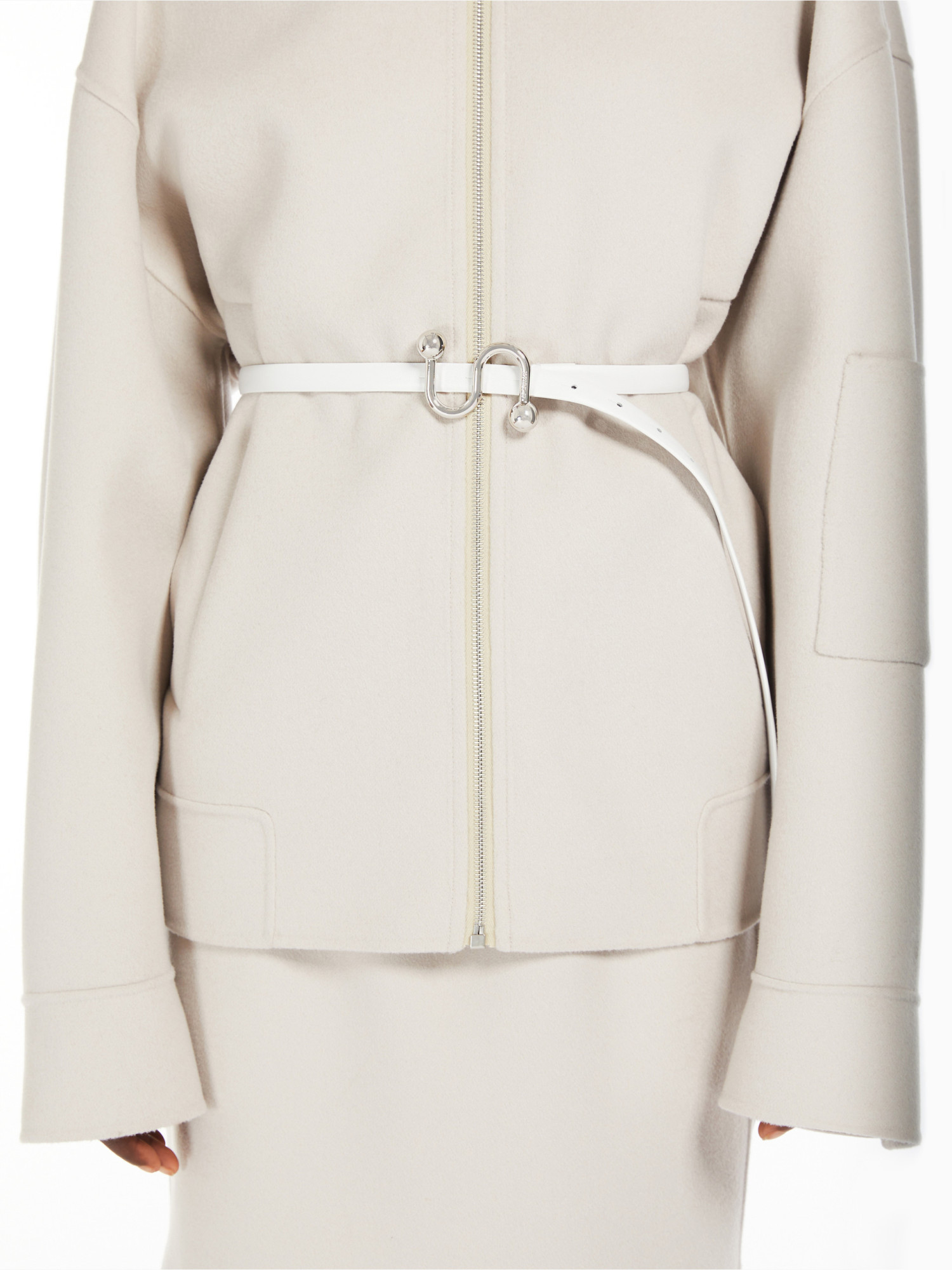 Shop Sportmax Monogram Thin Belt With Buckle In Vanilla