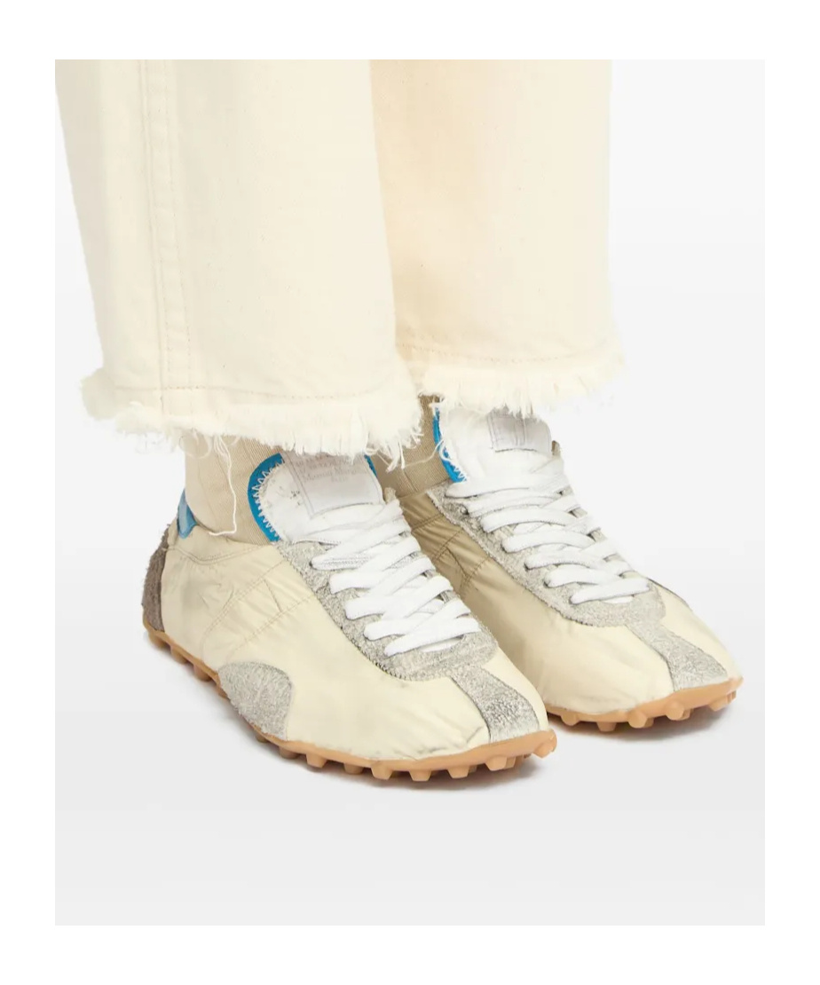 Maison Margiela Sprinters Low Top Sneakers With Dirty Effect In White
