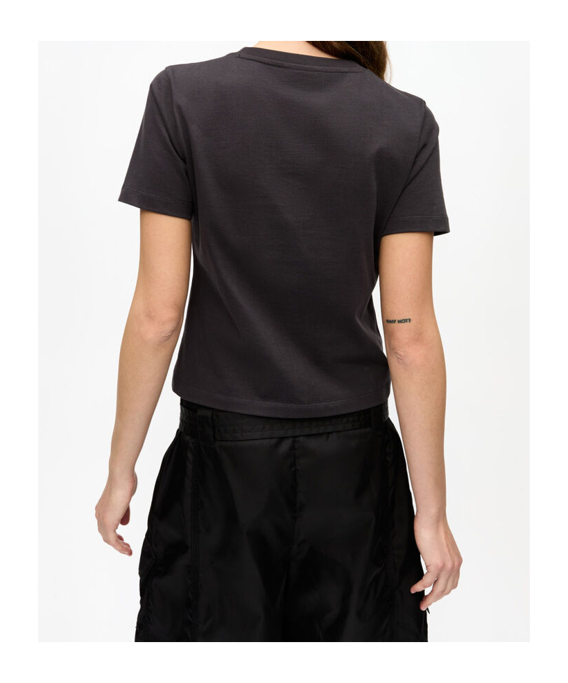 Ganni Crewneck Embroidered Phantom T-shirt In Black