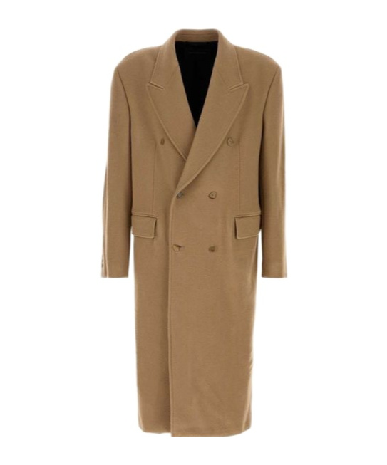 Balenciaga Collared Button-up Coat In Brown