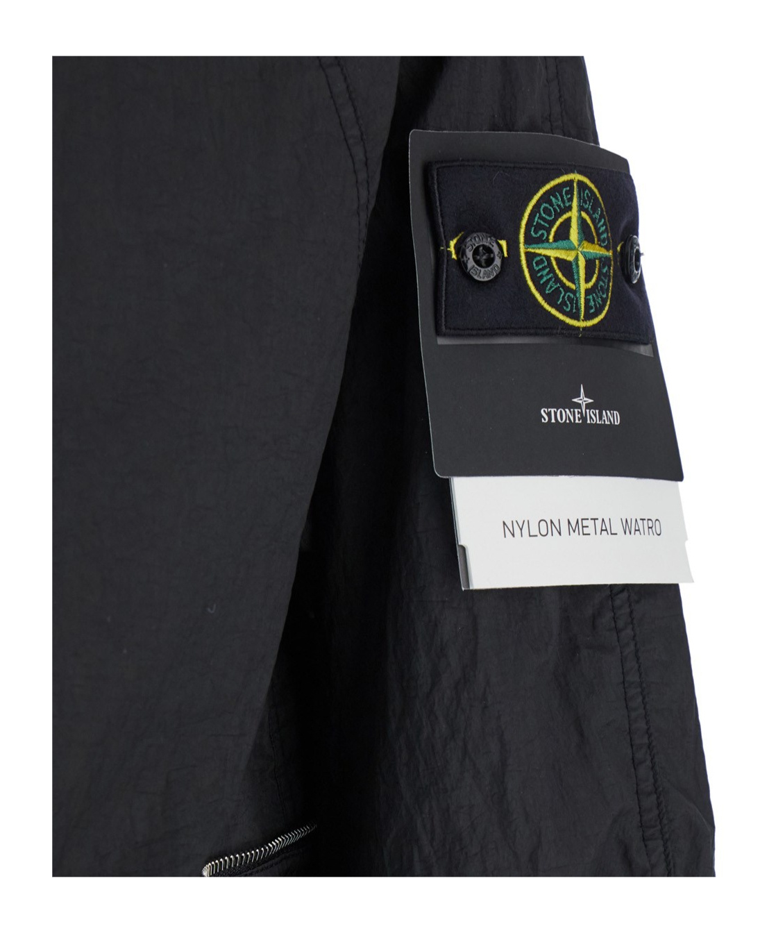 Stone Island Black Jacket With Compass Logo Patch Applied On The Sleeve In Tech Fabric Man In Black