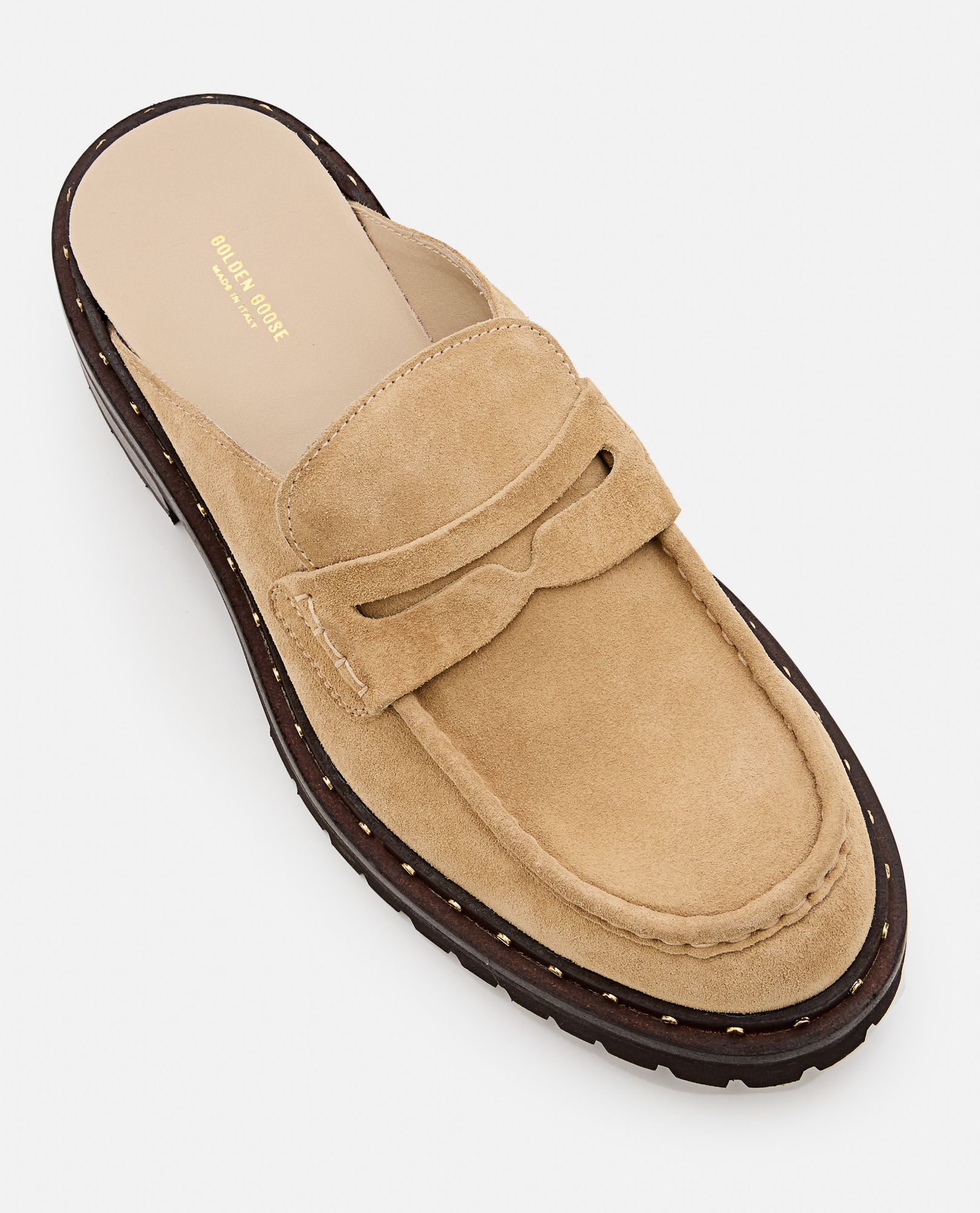 Golden Goose Round Toe Mules In Nude