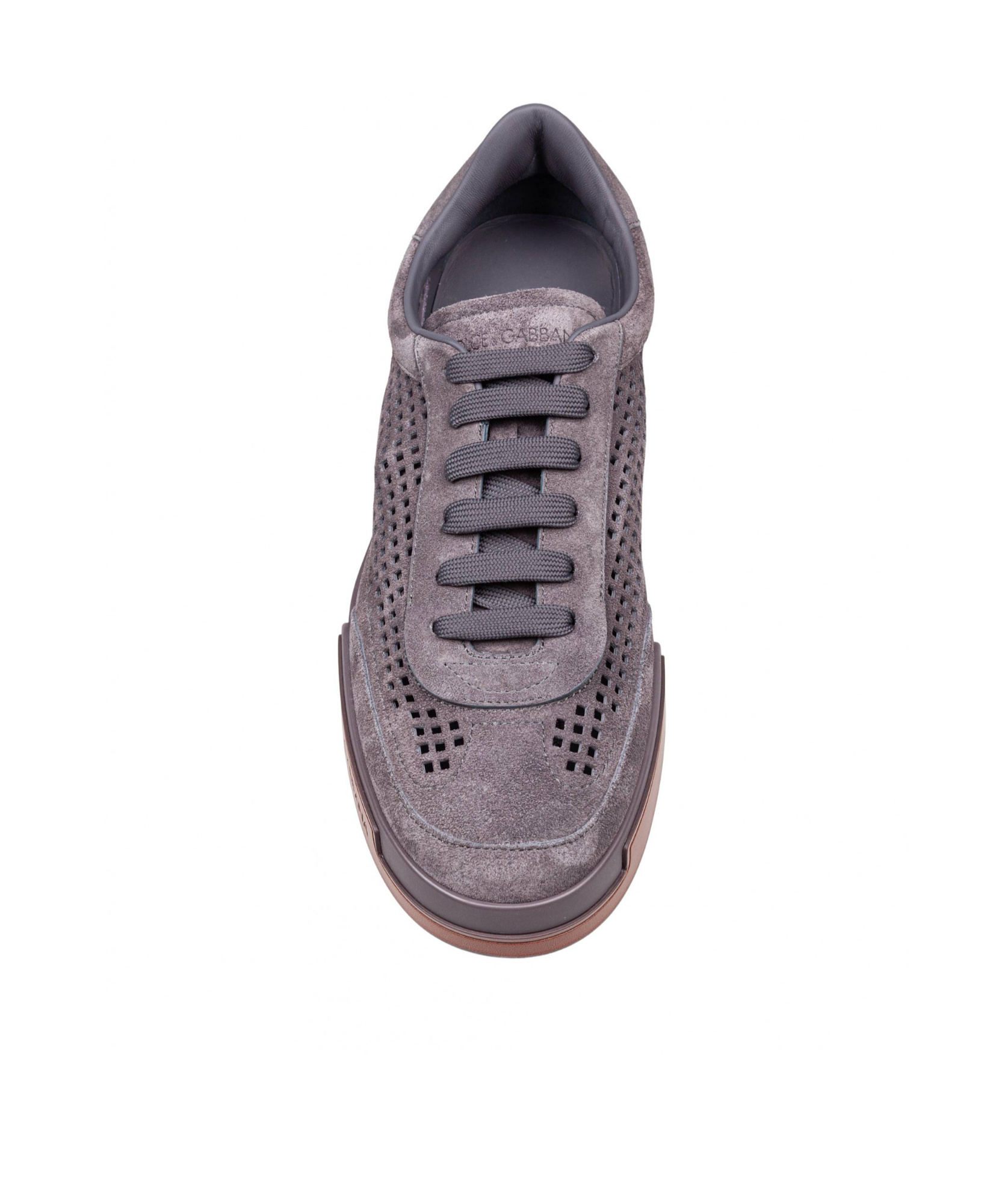 Dolce & Gabbana Portofino Yacht Perforated Distressed Suede Sneakers In Gray