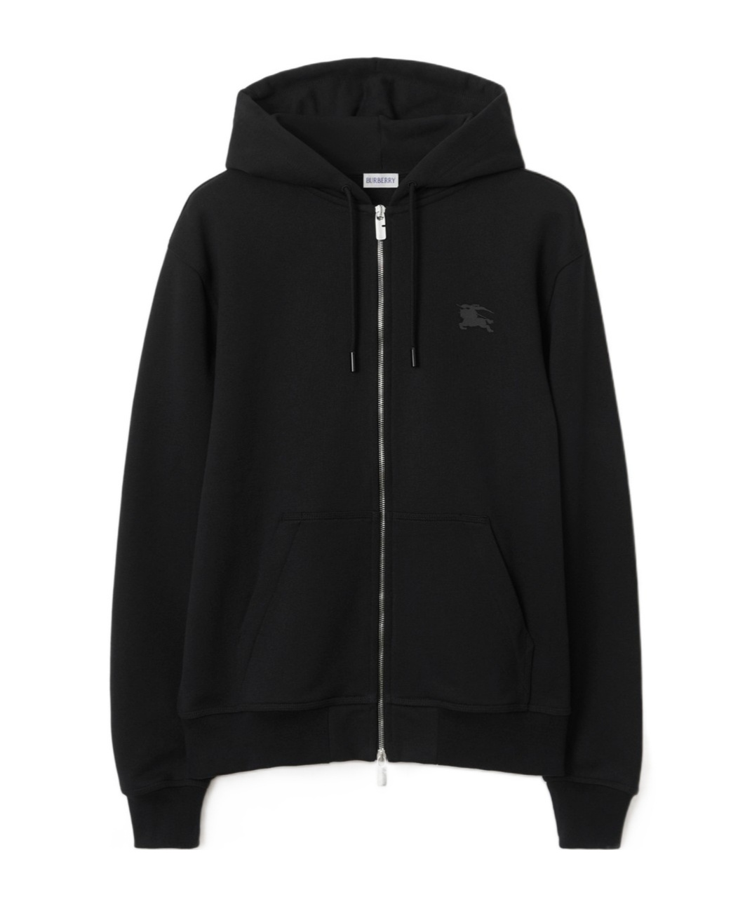 Burberry Check Trim Zip-up Drawstring Hoodie In Black