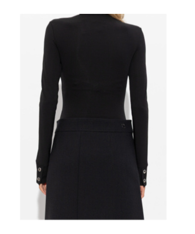 Courrèges Biker Logo-embroidered Stretch-crepe Bodysuit In Black